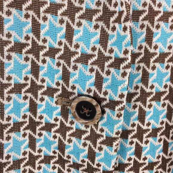 Vintage 60’s Crimplene Jacket. Aqua Brown geometrical pattern Ester’s Fashion - Picture 6 of 9